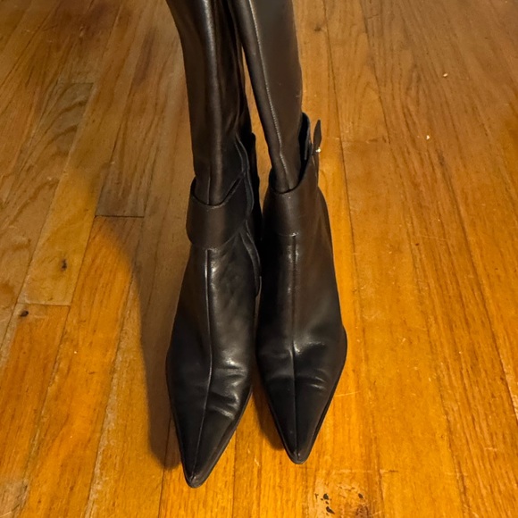 Sergio Rossi Black Leather Stilleto Heeled Knee High Boots Made In Italy Sz 35.5 - Picture 8 of 8